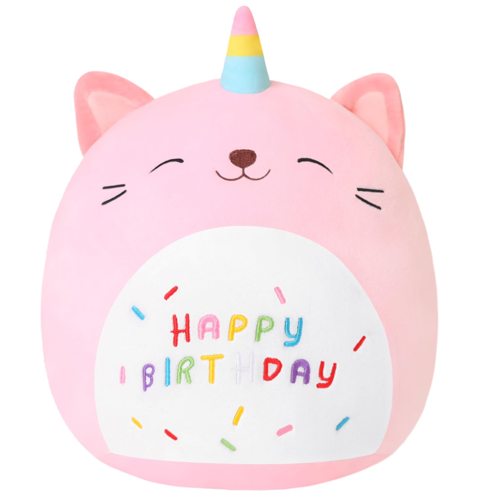 Sqeqe Cat Plush Toy Unicorn Cat Stuffed Animal Cute Birthday Plushies Pillow Soft Plushie Doll Gifts For Kid Decor(Pink Caticorn